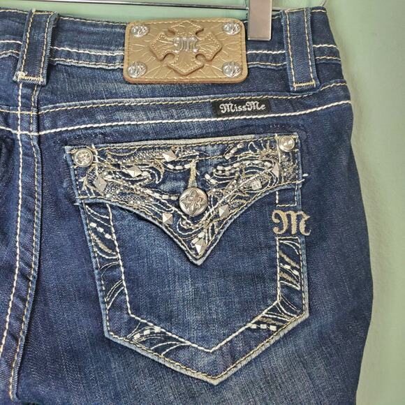 Miss Me Womens Signature Ankle Skinny Faux Bling Flap Pockets Jeans Size 27 - Picture 8 of 8